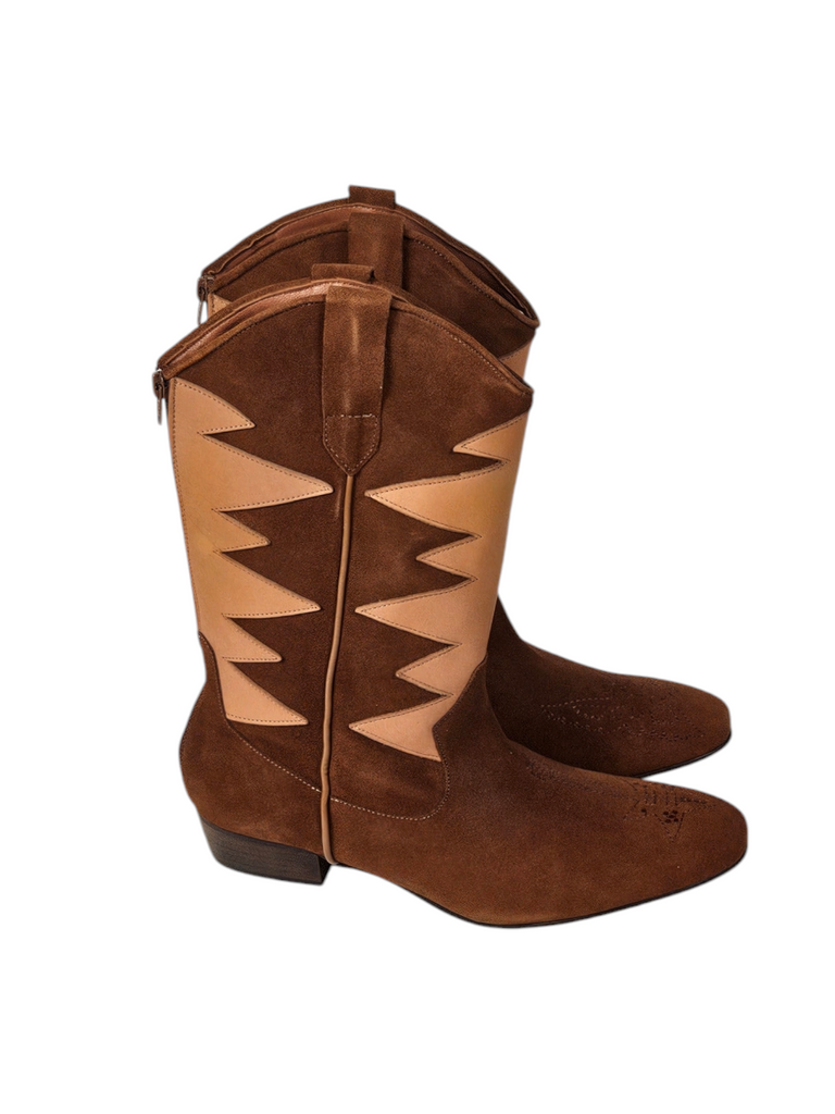 ROCKSTAR COWBOY BOOTS TAN SUEDE