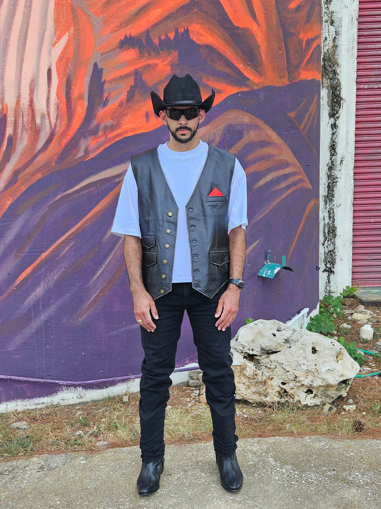 WESTERN VEST VINTAGE DISTRESSED BLACK