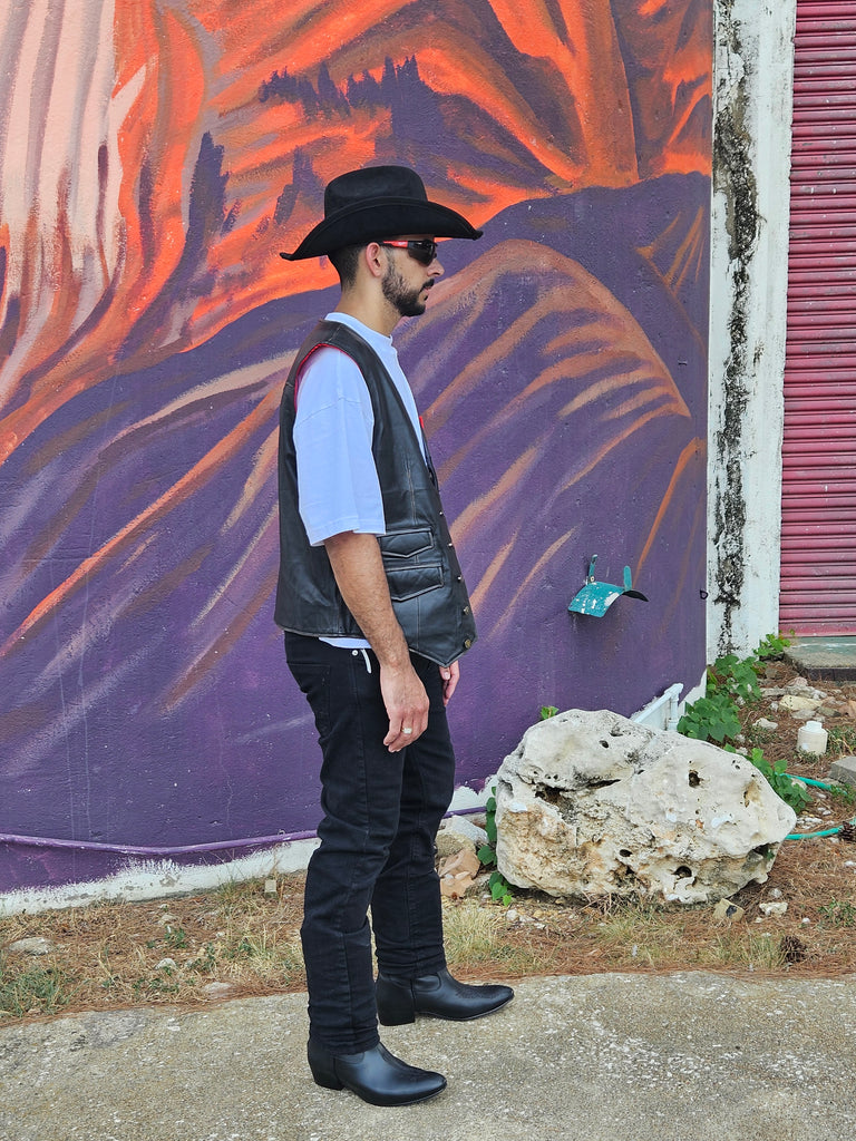 WESTERN VEST VINTAGE DISTRESSED BLACK