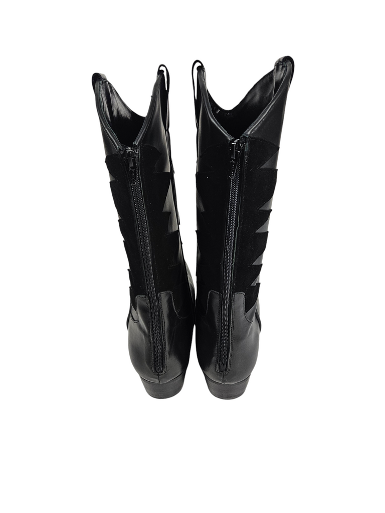 ROCKSTAR COWBOY BOOTS BLACK LEATHER