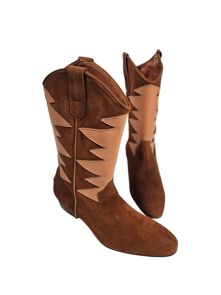 ROCKSTAR COWBOY BOOTS TAN SUEDE