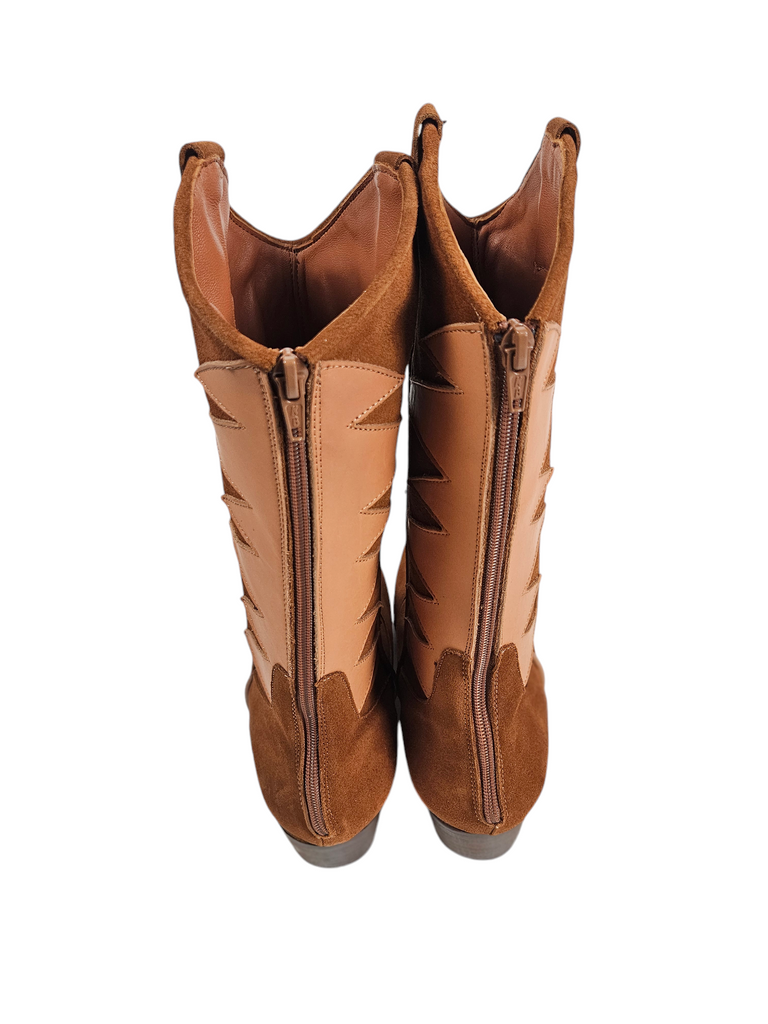 ROCKSTAR COWBOY BOOTS TAN SUEDE