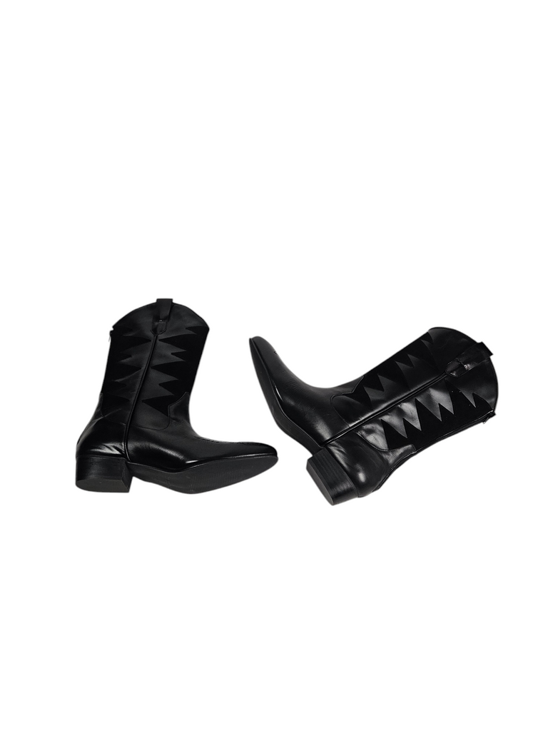 ROCKSTAR COWBOY BOOTS BLACK LEATHER