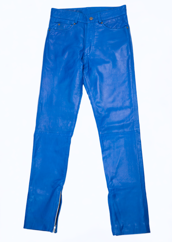 Leather 2025 pants blue